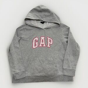 Gap Women's Gray & Pink Spellout Hoodie Vintage Y2K Large Small Stain Classic